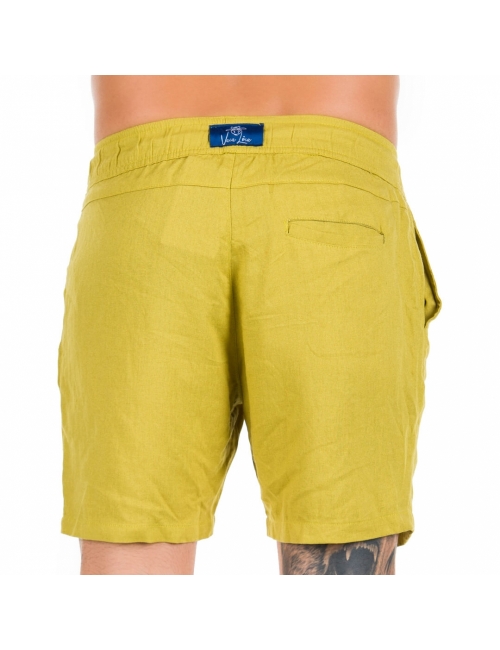 Bermuda Masculina Linho Verde Oliva