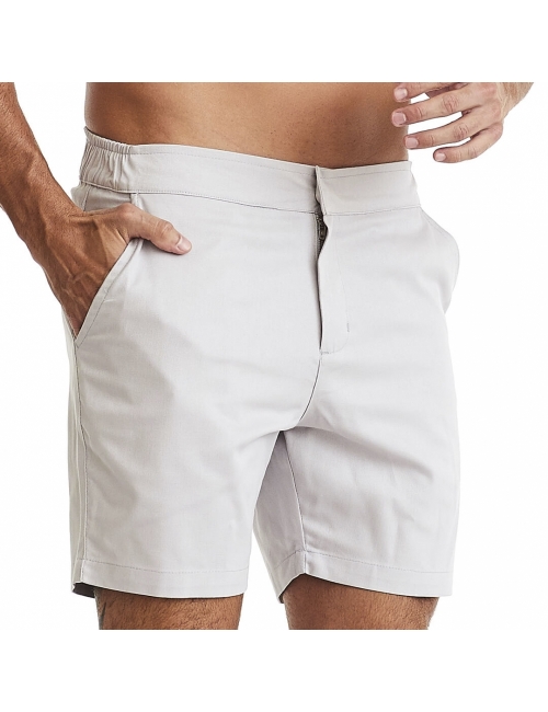 Bermuda Masculina Sarja Elástico Smart Fit Cinza