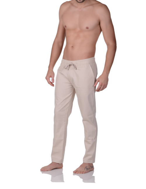 Calça Sarja Cós Elastico Easy Fit Bege