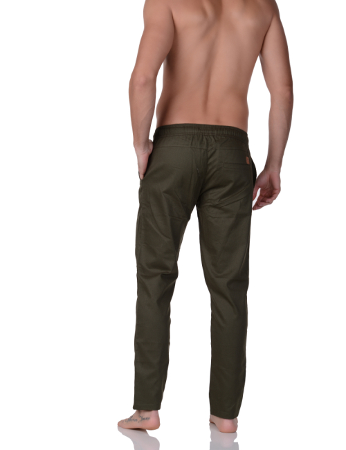 Calça Sarja Cós Elastico Easy Fit Verde Militar