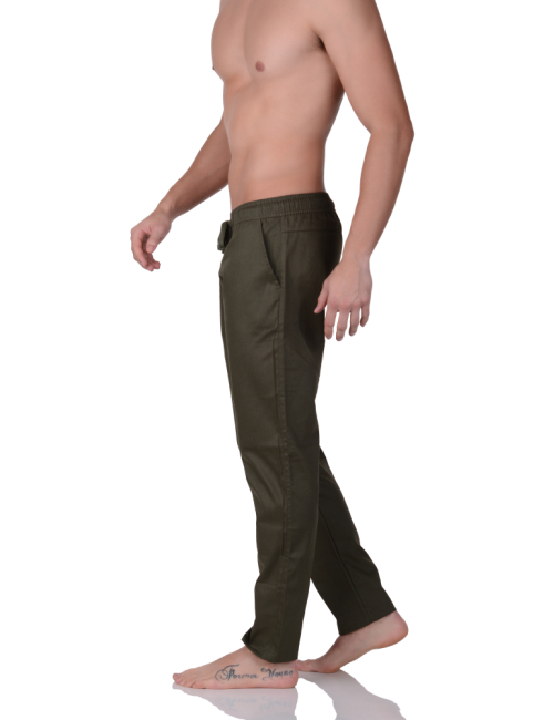 Calça Sarja Cós Elastico Easy Fit Verde Militar