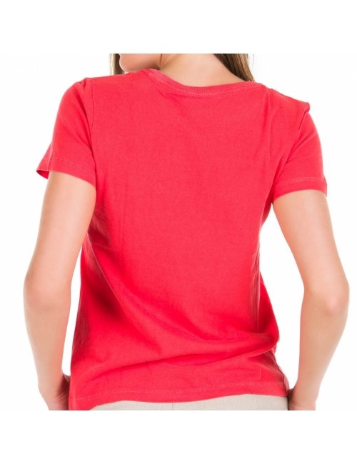 Camiseta Feminina Básica Estonada Vermelha