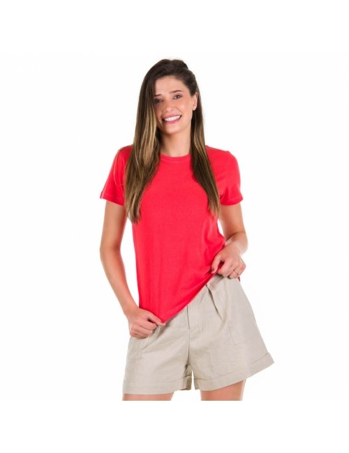 Camiseta Feminina Básica Estonada Vermelha