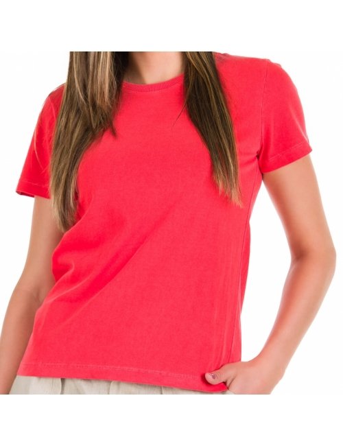 Camiseta Feminina Básica Estonada Vermelha