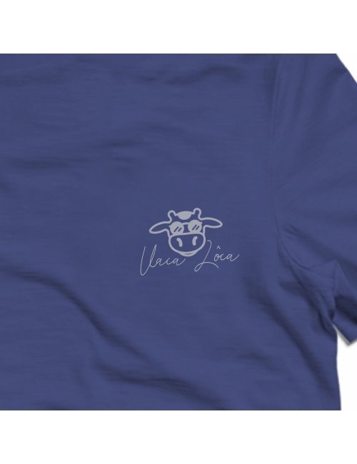 Camiseta Infantil Assinatura Vaca Lôca Azul Escuro com Cinza