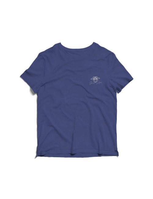 Camiseta Infantil Assinatura Vaca Lôca Azul Escuro com Cinza