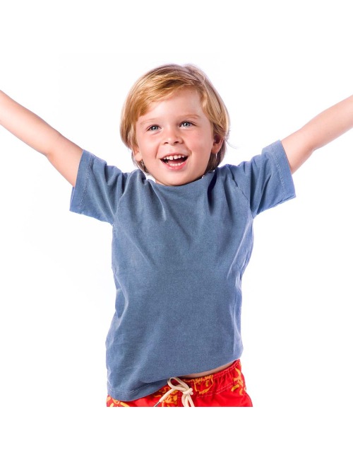 Camiseta Infantil Básica Estonada Azul Camiseta Infantil Básica Estonada Azul