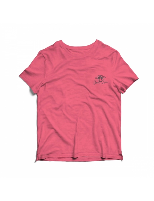 Camiseta Infantil Assinatura Vaca Lôca Rosa Neon