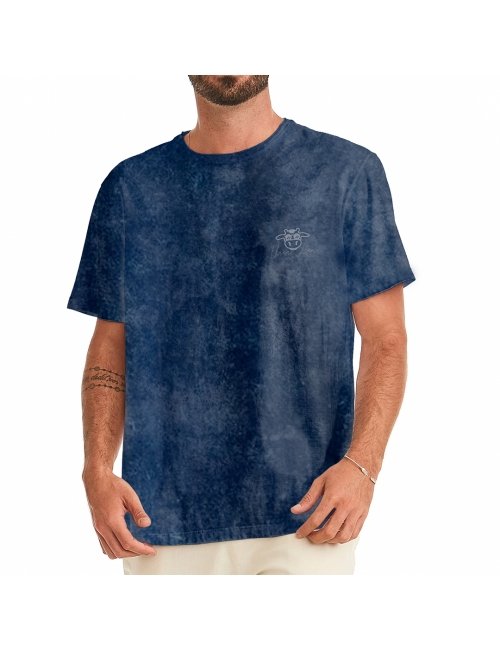 Camiseta Marmorizada Vaca Lôca Masculina - Azul Marinho