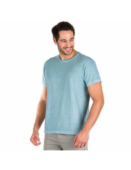 Camiseta Masculina Básica Flamê Azul Celeste