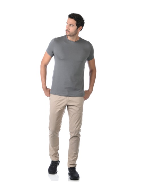 Camiseta Masculina Slim BASICOW - Algodão Egípcio Cinza