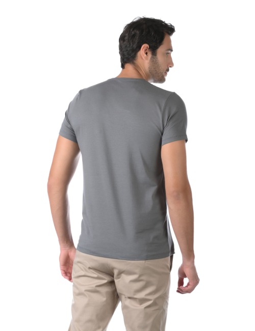 Camiseta Masculina Slim BASICOW - Algodão Egípcio Cinza