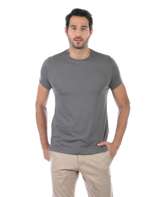 Camiseta Masculina Slim BASICOW - Algodão Egípcio Cinza