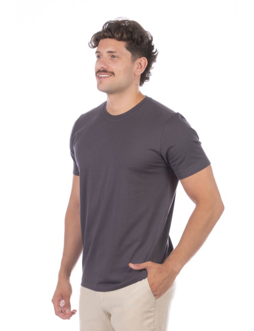 Camiseta Masculina BASICOW - Algodão Pima Menegotii Chumbo