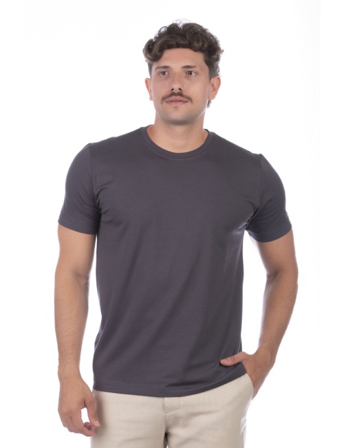 Camiseta Masculina BASICOW - Algodão Pima Menegotii Chumbo