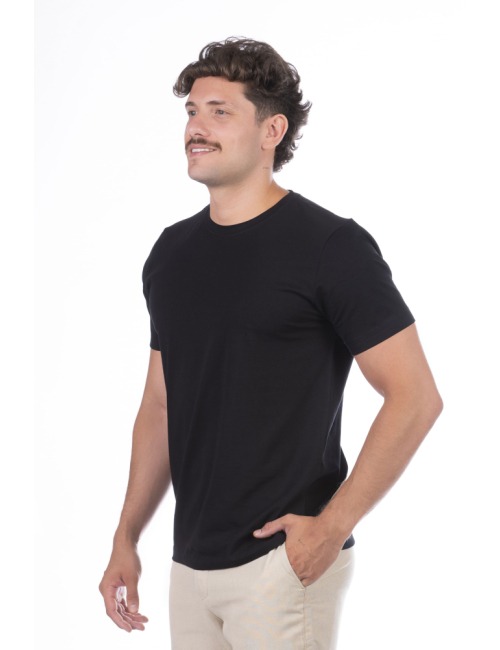 Camiseta Masculina BASICOW - Algodão Pima Menegotii Preta
