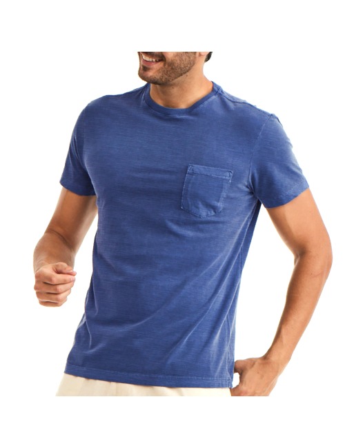 Camiseta Masculina Bolso Azul Marinho Estonado - Básica