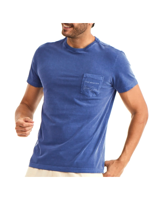 Camiseta Masculina Bolso Estonada Azul - Its All About Love