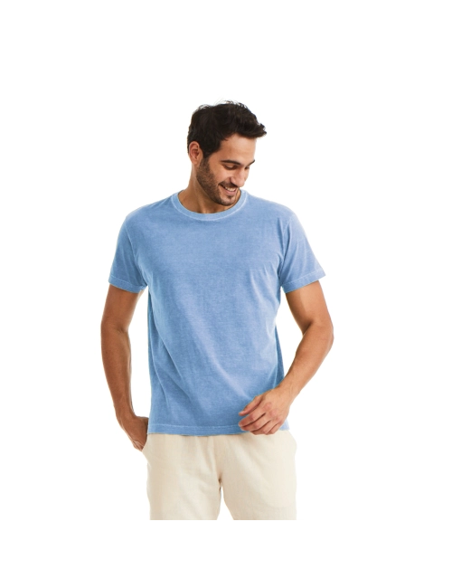 Camiseta Masculina Estonada Básica Azul Claro