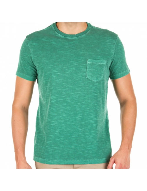 Camiseta Masculina Bolso Estonada Básica Verde