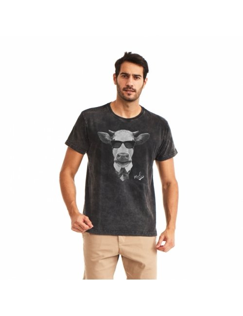 Camiseta Masculina Mad Cow Preto Reativo Camiseta Masculina Mad Cow Preto Reativo