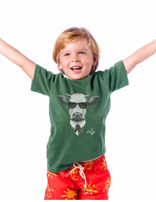 Camiseta Infantil Masculina Mad Cow Verde