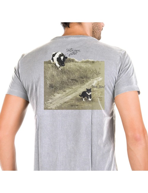 Camiseta Masculina Meme Da Vaca Lôca - Cinza Camiseta Masculina Meme Da Vaca Lôca - Cinza