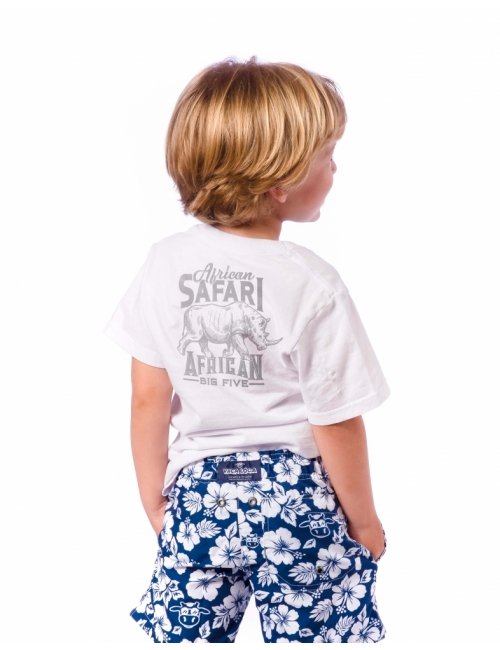Camiseta Infantil Masculina Safari Rinoceronte Branca Camiseta Infantil Masculina Safari Rinoceronte Branca