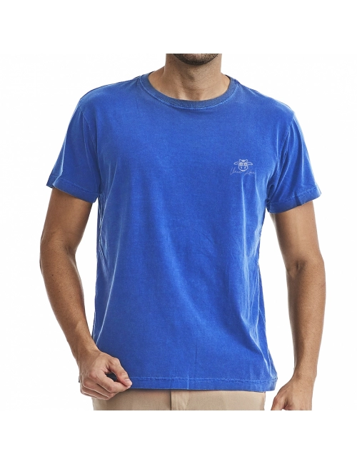 Camiseta Masculina Assinatura Vaca Lôca Azul com Cinza
