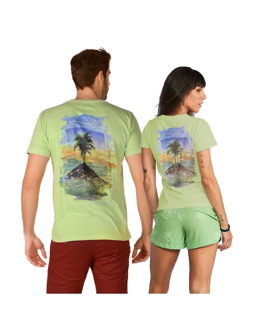 Camiseta Por do Sol por Helen Faganello - Verde Abacate