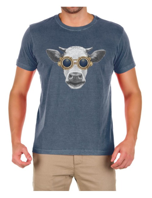 Camiseta Vaca Vintage Azul Camiseta Vaca Vintage Azul