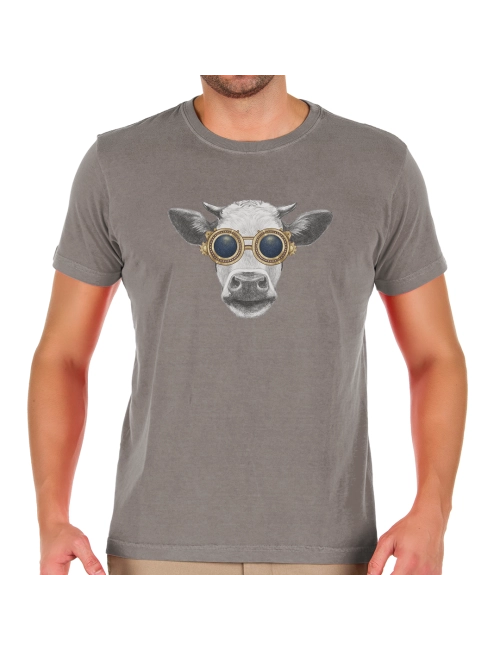 Camiseta Vaca Vintage Cinza