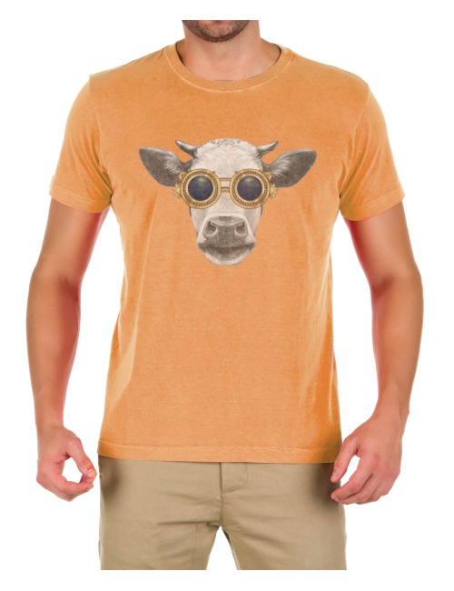 Camiseta Vaca Vintage Salmão Camiseta Vaca Vintage Salmão