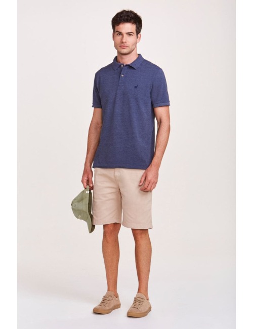 Polo Zapalla Piquet Mescla - Azul Marinho