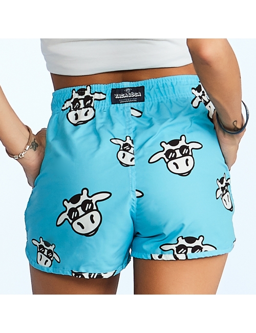 Short Feminino Praia Azul Bebê Cós Elástico 