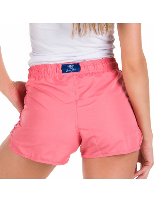 Short Feminino Salmão Liso Multi-uso Cós Elástico