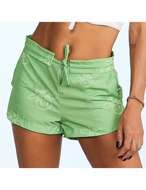 Short Feminino Praia Verde Abacate Tom Sobre Tom Cós Liso 