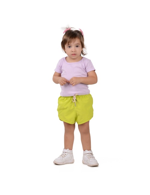 Short Infantil Praia Feminino Amarelo Citron Liso