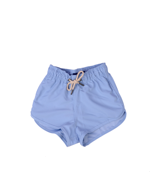 Short Infantil Praia Feminino Azul Tricô Liso