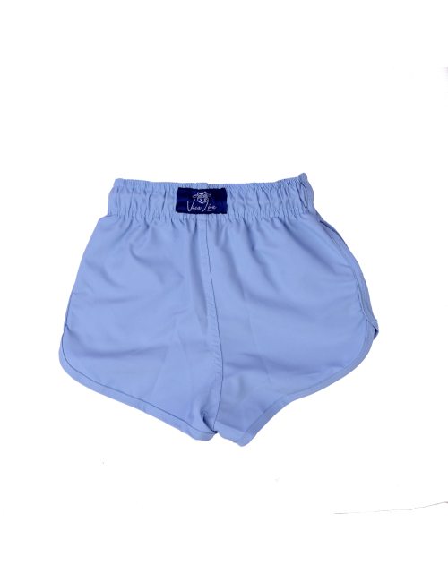 Short Infantil Praia Feminino Azul Tricô Liso