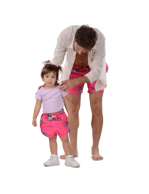 Short Infantil Praia Feminino Rosa Não Aguenta Bebe Leite