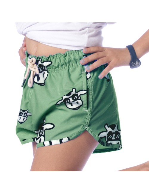 Short Infantil Praia Feminino Verde Vaca Lôca