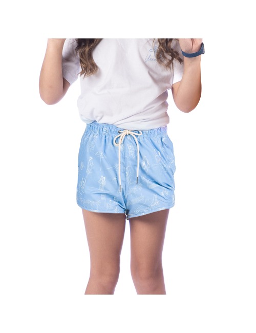 Short Infantil Praia Feminino Cantinho do Leblon Azul