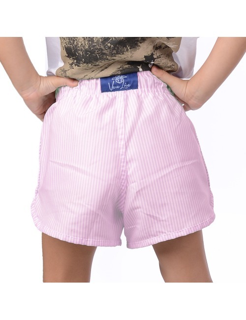 Short Infantil Praia Feminino Rosa Listrado Taiti