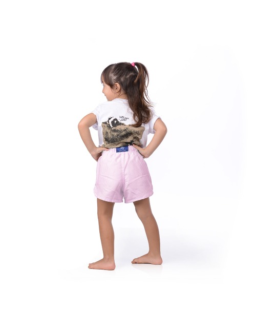 Short Infantil Praia Feminino Rosa Listrado Taiti