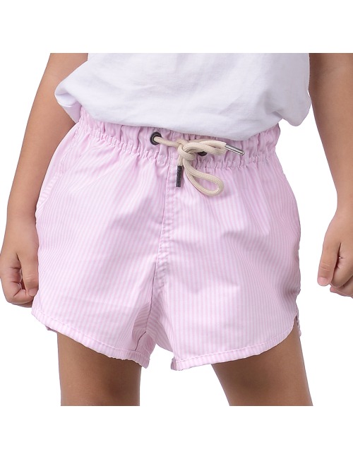 Short Infantil Praia Feminino Rosa Listrado Taiti