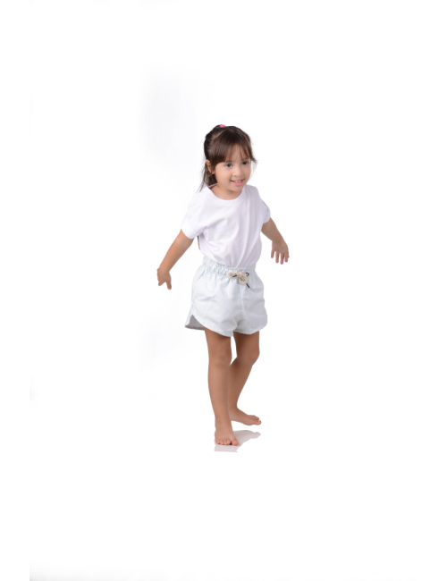 Short Infantil Praia Feminino Verde Tifany Listrado Maldivas