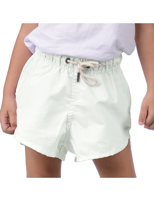 Short Infantil Praia Feminino Verde Tifany Listrado Maldivas