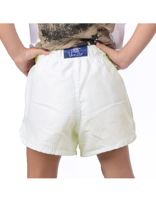Short Infantil Praia Feminino Verde Tifany Listrado Maldivas