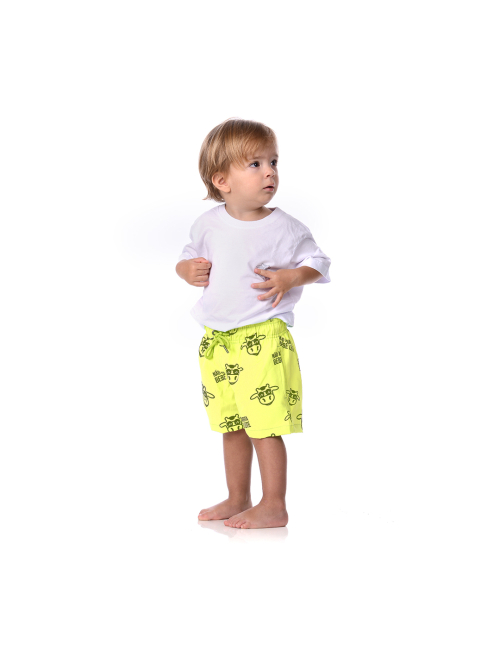 Short Infantil Praia Masculino Amarelo Neon Não Aguenta Bebe Leite